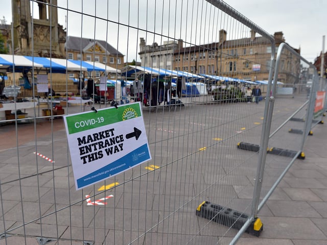 Mansfield Market open again after lockdown measures are eased.