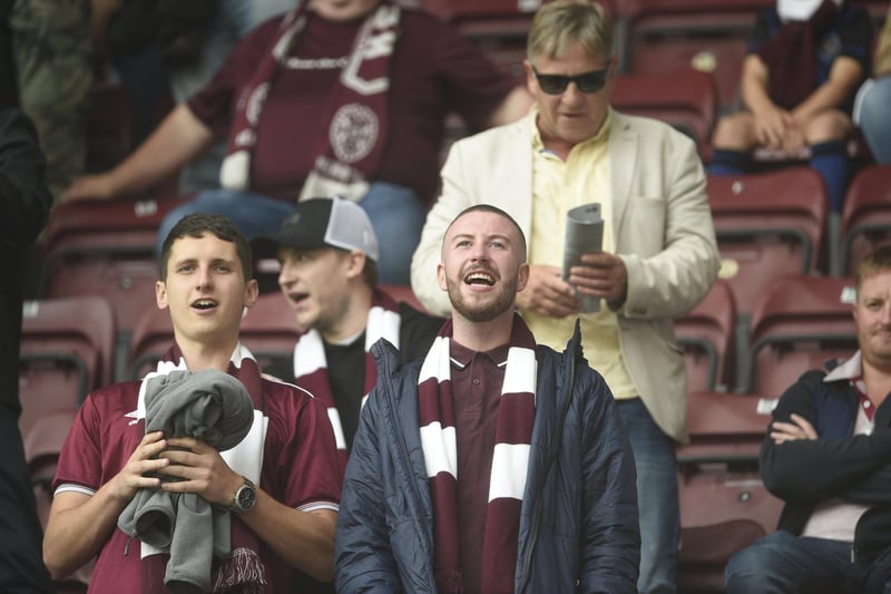 These two Hearts fans get right behind their team.