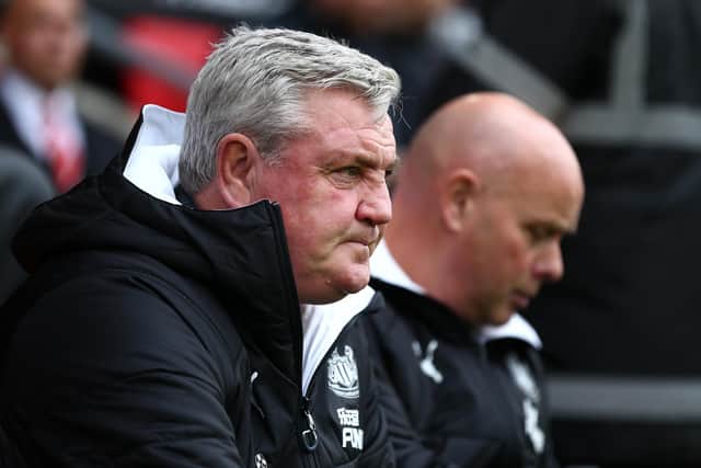 Steve Bruce, Manager of Newcastle United looks on prior to the Premier League match between Southampton FC and Newcastle United at St Mary's Stadium. (Photo by Jordan Mansfield/Getty Images)