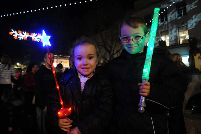 Abigail Childs (five), and Christopher Martin (seven), from Landport watch the Christmas lights switch on in Commercial Road in 2009.
Picture: Ian Hargreaves  (094172-8100)