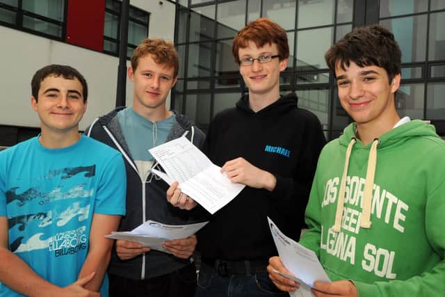  Silverdale school, Bents Green, Sheffield GCSE results..... from left... James Prowse 8A*,2A,1B; Max Stewart 9A* 2A; Michael Withers 12A*; and David Powell 6A*,4A:
See Story  John Roberts Picture Chris Lawton   
23rd August 2012