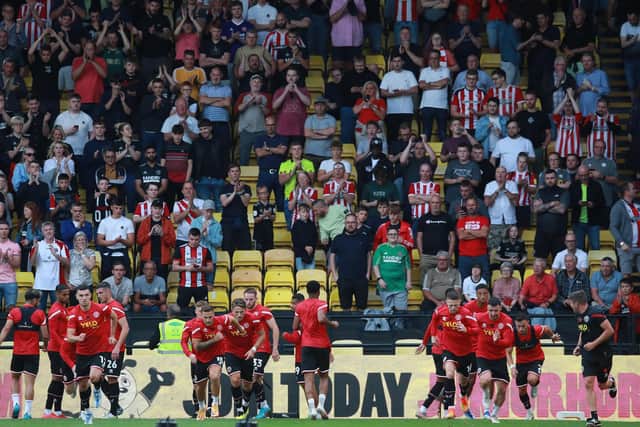 Sheffield United in front of their loyal fans before Monday's visit to Watford: Simon Bellis / Sportimage
