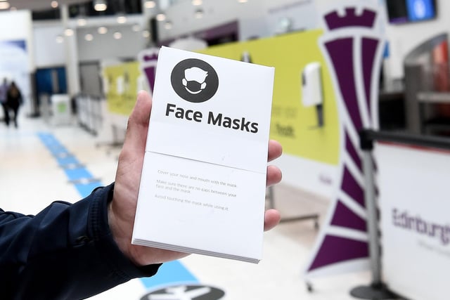 Passengers at Edinburgh Airport are encouraged to wear face masks to help minimise the spread of coronavirus.