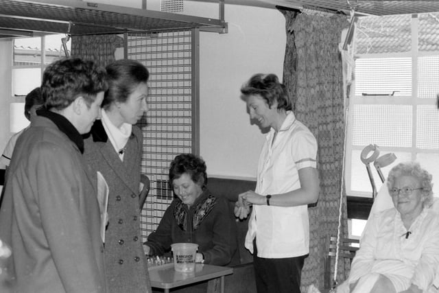Princess Anne visiting the hospital in the eighties