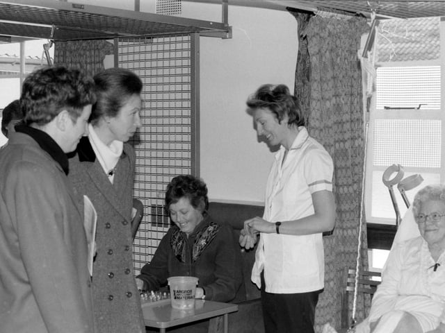 Princess Anne visiting the hospital in the eighties