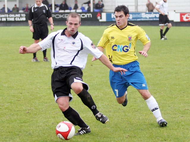Richard Dunning up against the side for whom his twin brother, Darren, played.