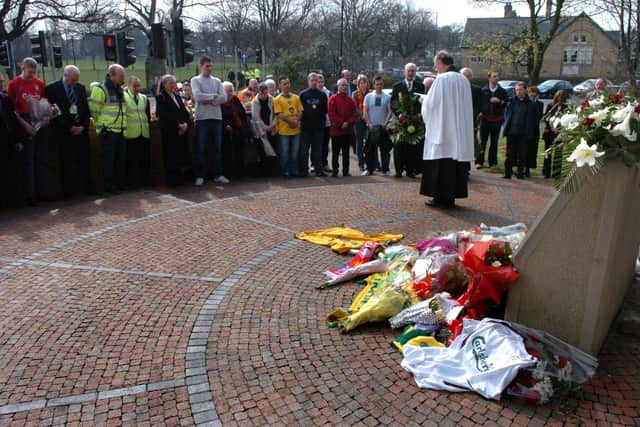 Hillsborough Disaster memorial service outside Sheffield Wednesday's ground. Fresh calls for a Hillsborough Law to stop injustice have been made today