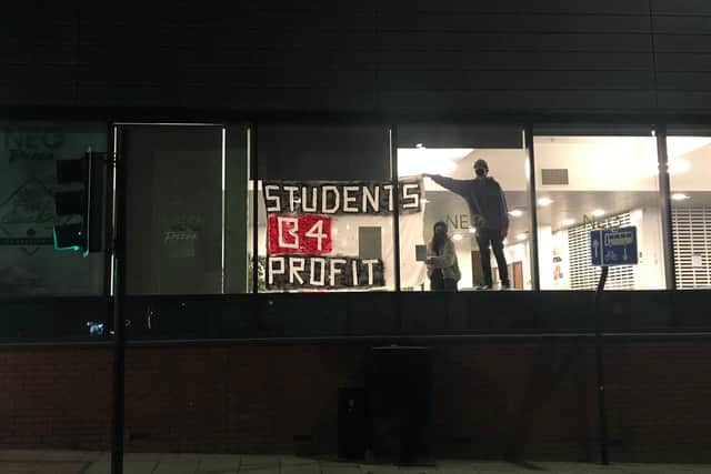 Student rent strike protesters occupy Sheffield Hallam University's Cantor building (pic: @SHUrentstrike)