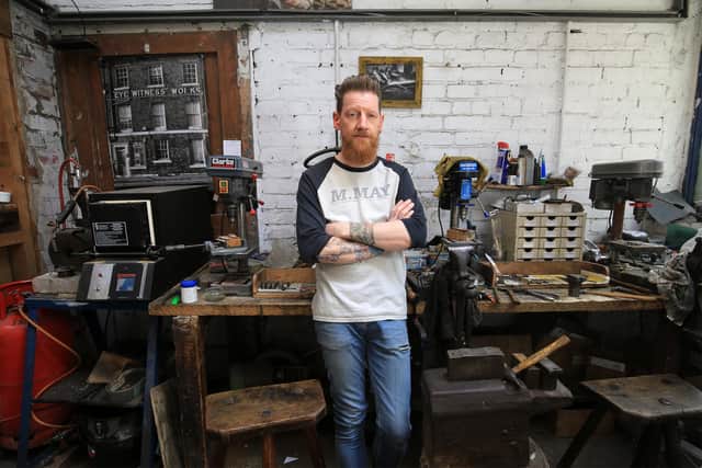 Knife maker Michael May, Portland Works, Sheffield. Picture: Chris Etchells