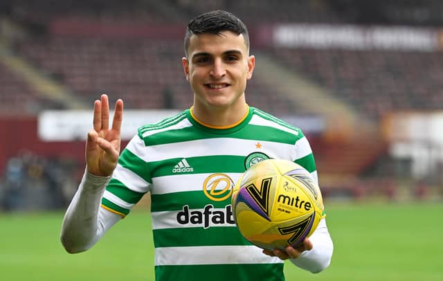 Mohamed Elyounoussi with the match ball. Picture: SNS