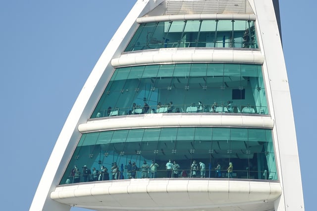 People watch from Spinnaker Tower as HMS Queen Elizabeth departs. Picture: Finnbarr Webster/Getty Images
