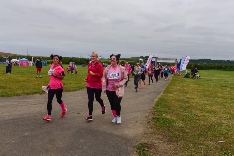 Runners on the Race for Life course at Herrington Country Park, on Sunday.