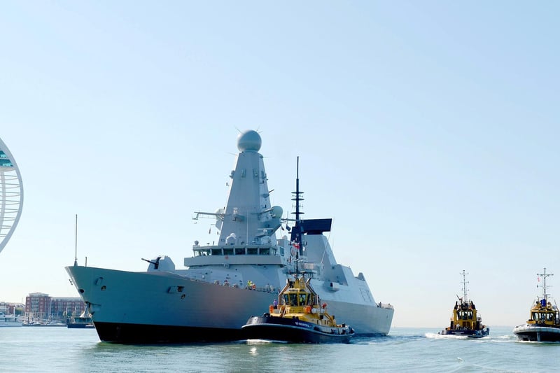The Royal Navy’s newest Type 45 Destroyer, HMS Defender, has sailed into her new home at HM Naval Base Portsmouth for the first time on the 20th August 2012.
Armed with the world-leading Sea Viper missile defence system, HMS Defender is able to defend against multiple attacks from even the most sophisticated anti-ship missiles, approaching from any direction and at supersonic speeds.