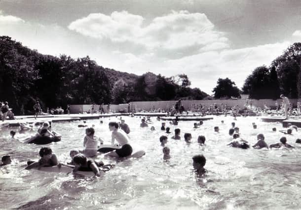Picture shows some of the many people enjoying cooling waters of Millhouses Lido during today's sunshine - 28th August 1984