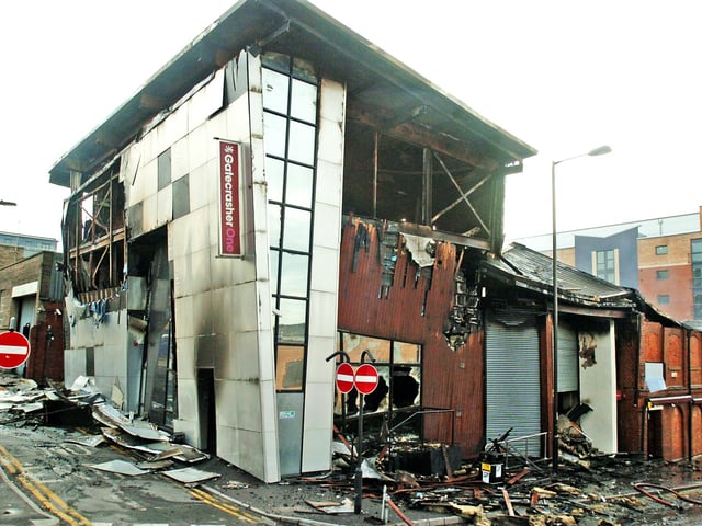The aftermath of the fire that tore through the Gatecrasher Night Club, Sheffield, on June 19, 2007