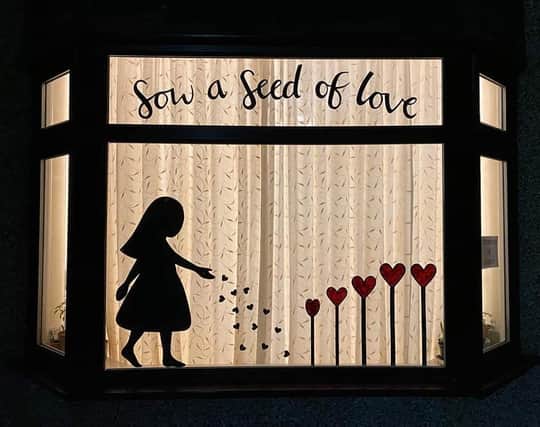 One of the window displays using the word 'love' in the design