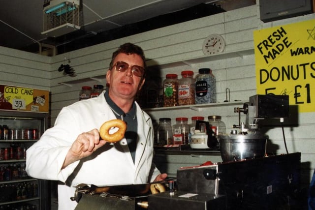 In 1997 the first donut stall came to Doncaster markets - pictured is Mick Mays cooking up a fresh batch