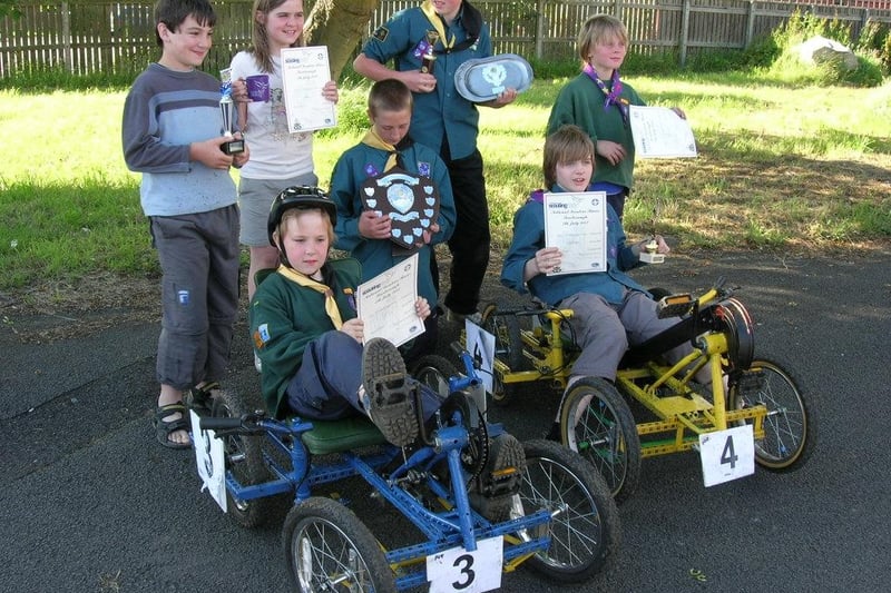 Matlock Green Cubs and Scouts win five trophies  in the National Scoutcar races in 2007, competing in pedal cars made from old bike parts.