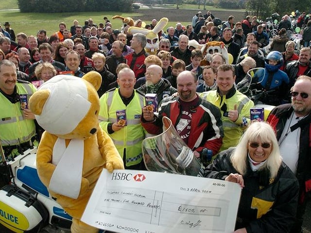 Members of the Three Shires Honda Owners Club and members of South Yorkshire's Motorcycle Clubs made their annual presentation of Easter Eggs and a cheque to the Children's Hospital, on April 3, 2004