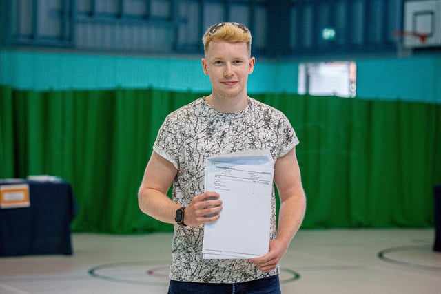 Jospeh Rickman collects his results at UTC College in Portsmouth. Picture: Habibur Rahman