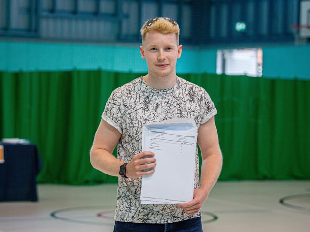 Jospeh Rickman collects his results at UTC College in Portsmouth. Picture: Habibur Rahman