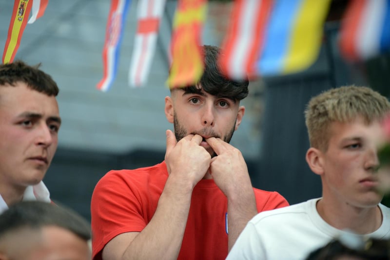 A fan whistles in support of England as they faced Scotland in the Euro 2020 match.