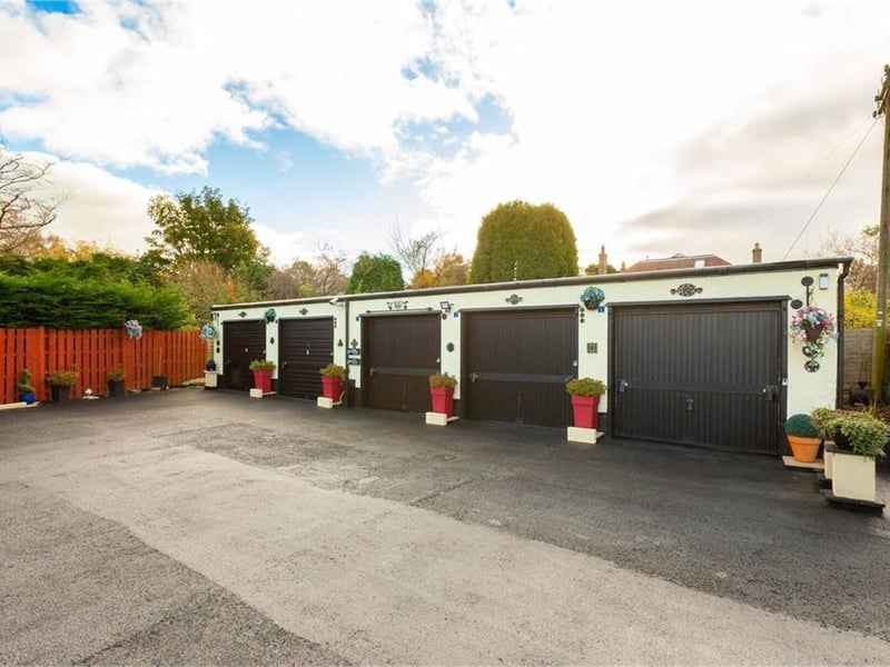 Garage 1: 5.49 m X 3.07 m / 18'0" X 10'1" Garage 2: 5.46 m X 3.07 m / 17'11" X 10'1" Garage 3: 5.31 m X 2.9 m / 17'5" X 9'6" Garage 4: 5.33 m X 2.97 m / 17'6" X 9'9" Garage 5: 5.31 m X 2.9 m / 17'5" X 9'6" Timber Shed - 6.1 m X 2.44 m / 20'0" X 8'0"