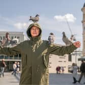 Everything you need to know about the Disney+ Full  Monty series, set in Sheffield.. Picture shows Robert Carlisle as Gaz, in front of the Crucible Theatre on Tudor Square, in Sheffield City Centre. PIcture: Disney+