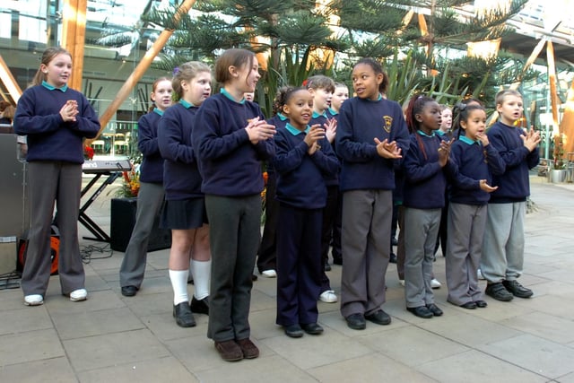 Children from the Emmaus school, Wybourn, singing in the Winter Gardens in 2006