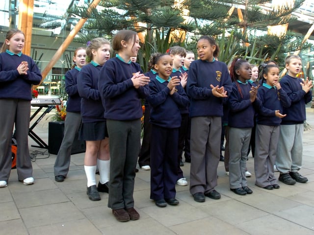 Children from the Emmaus school, Wybourn, singing in the Winter Gardens in 2006