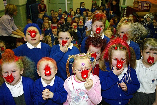 This looks like great fun on Red Nose Day at Westoe Infants School in 2003.