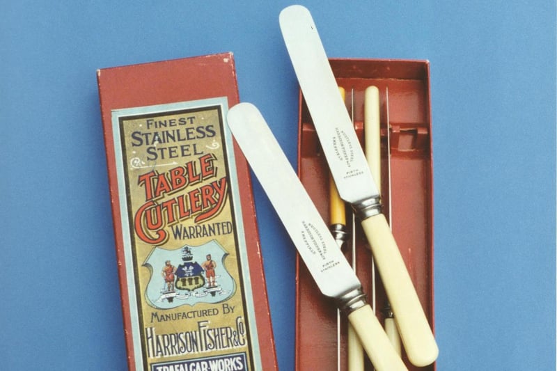 Stainless steel table knives produced by Harrison Fisher and Co., Sheffield, 1920s-30s. Ref no v02206