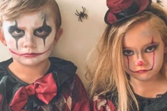 Just because kids couldn't trick or treat doesn't mean they couldn't dress up at home. These twins dressed up as scary clowns. From @twinlifeadventures