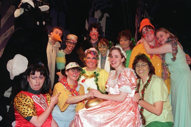Lower school teachers from Firth Park School take part in their rendition of Jack in the Beanstalk in 1998.