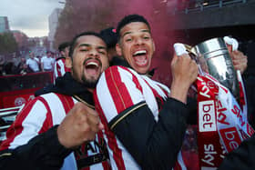 Iliman Ndiaye and Will Osula celebrate Sheffield United's return to the Premier League: Paul Thomas /Sportimage