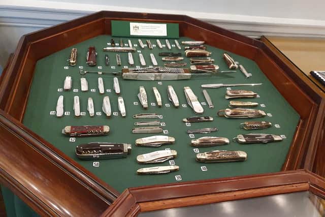 Unique and rare collection of knives from Sheffield's last 'Little Mester', Stan Shaw' put on display at Cutlers Hall.