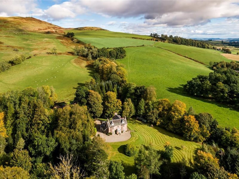 Aerial view of property showing surrounding countryside.
