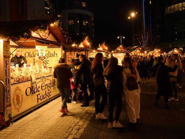 Here is what a trip to Gunwharf Quays' Christmas village looks like. This stall is selling 'Olde English fudge'. Picture: Keith Woodland (131121-48)