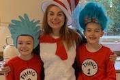 "Life’s too boring not to dress up with the kids on World Book Day," says Charlie Brooks, pictured with nine-year-old son Oscar and step-daughter Ruby, who is 10.