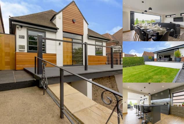 The four bedroom house on High Oakham Hill, Mansfield, has an impressive open-plan living area with five metre wide bi-fold doors.