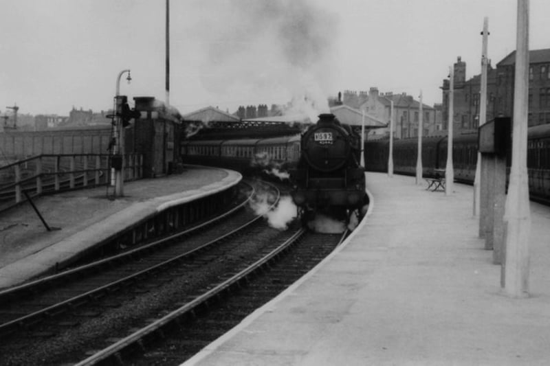 Locomotive 45442 hauling passenger coaches at West Hartlepool Station. Photo: Hartlepool Library Service