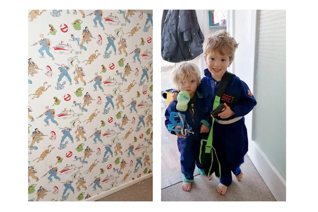 Ian Logan's son, Bret, was understandably delighted when the wall of his new Drayton bedroom was emblazoned with pictures of the Ghostbusters - his favourite characters. Bret and his sister, Bonnie, even have the costumes to match!