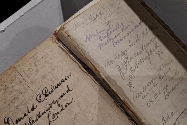The archive includes personal papers belonging to Swanson, such as this address book where he recorded the name of his Scotland Yard colleague, Frederick Abberline.