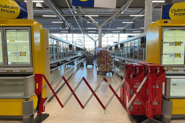 Every chilled and frozen food aisle at Tesco Superstore in Abbeydale Road was closed off to customers today.