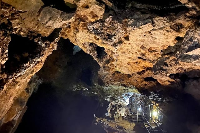 The Great Masson Cavern was once a fluorspar mine and was opened to tourists during the 19th century. It's noted for its distinct lack of stalagmites and stalactites, which are normally a key feature of caves.