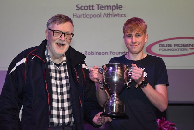 Scott Temple, right, is awarded Hartlepool Sports Personality of the Year by Keith Thomas, chair of Hartlepool Sports Council.