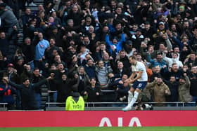 Harry Kane of Tottenham Hotspur celebrates after scoring the team's second goal  during the Premier League match between Tottenham Hotspur and Chelsea FC: Shaun Botterill/Getty Images