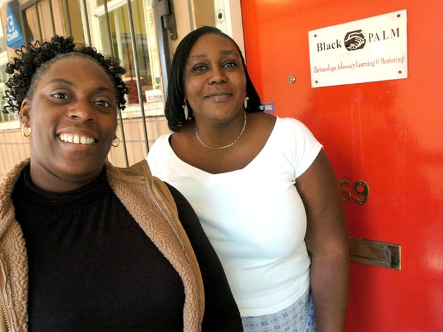 Left, Iona Wynter and Daina Stewart of the Black Palm mentoring project, pictured at their office at Washington Road, Sharrow in 2006