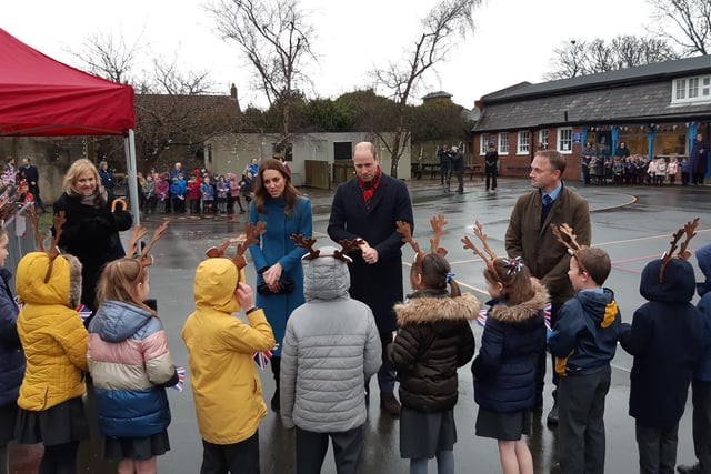 The Duke and Duchess hear that Year 3 pupils have been learning about the Victorians.