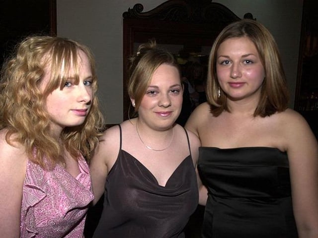 Pictured at Baldwin's Omega Restaurant, where the  Notre Dame Sixth Form prom was held. Seen, left to right, are Sinead Millson, Mary Everett and Naomi Seymour on June 27, 2002